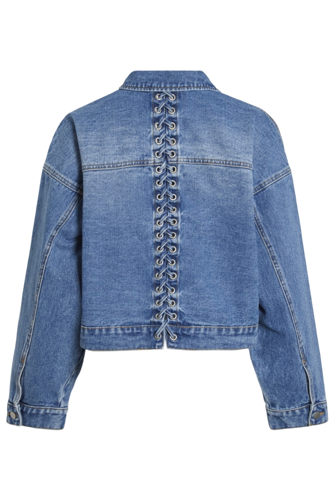 VIEA L/S EYELET DETAIL MBD JACKET 14108261 MEDIUM BLUE DENIM/EYELET/STRING